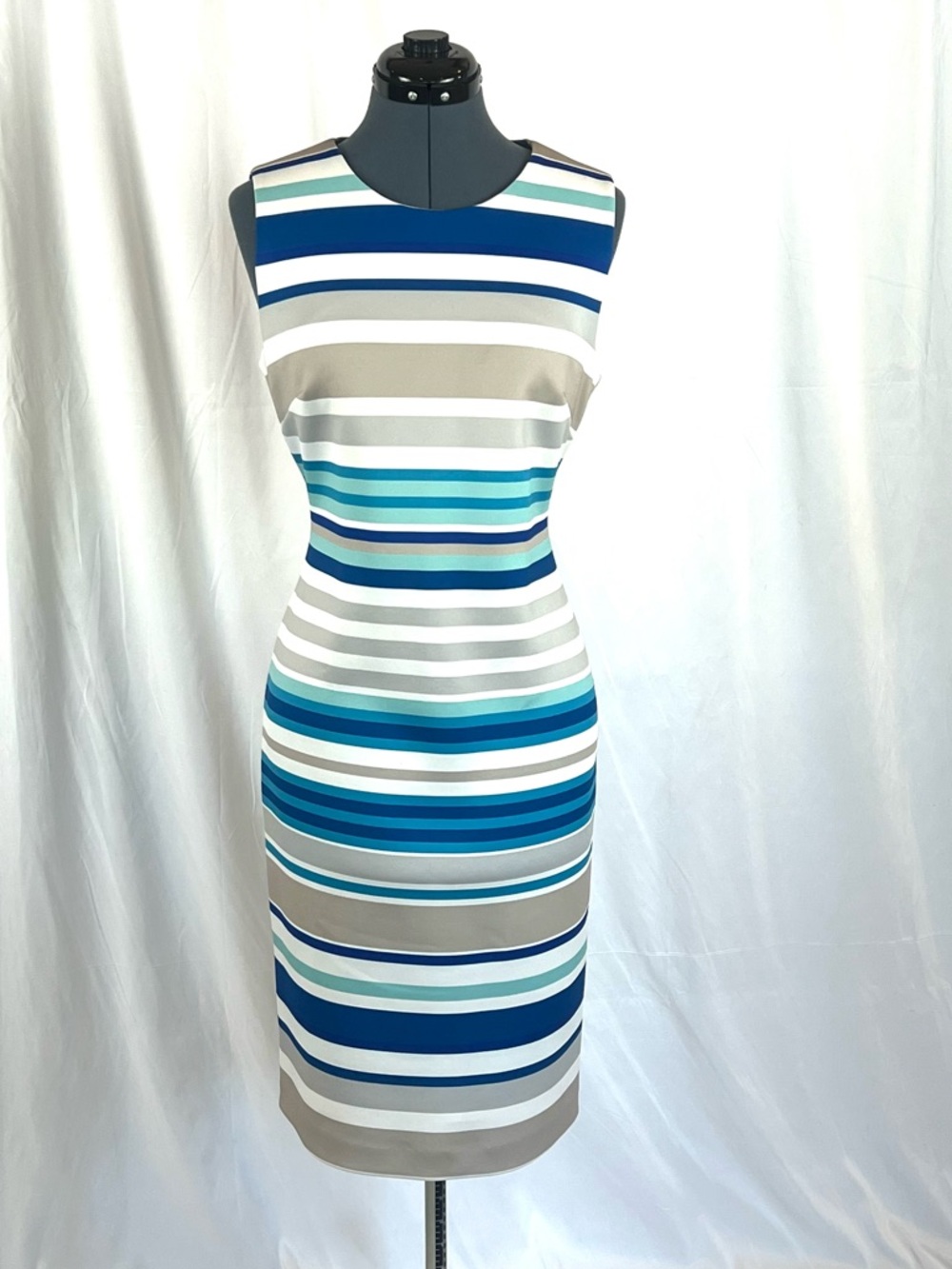 Calvin Klein blue/white stripe sheath, lined dress 10 264